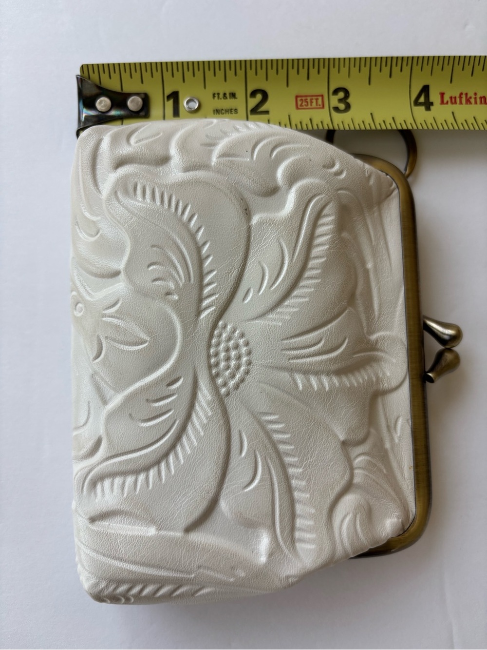 Patricia Nash leather latte Embossed Floral Kiss-Lock coin purse - Picture 6 of 6